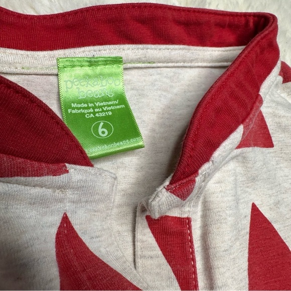 Peekaboo Beans Shirt Long Sleeved Triangles White & Red Size 6 - Picture 5 of 16